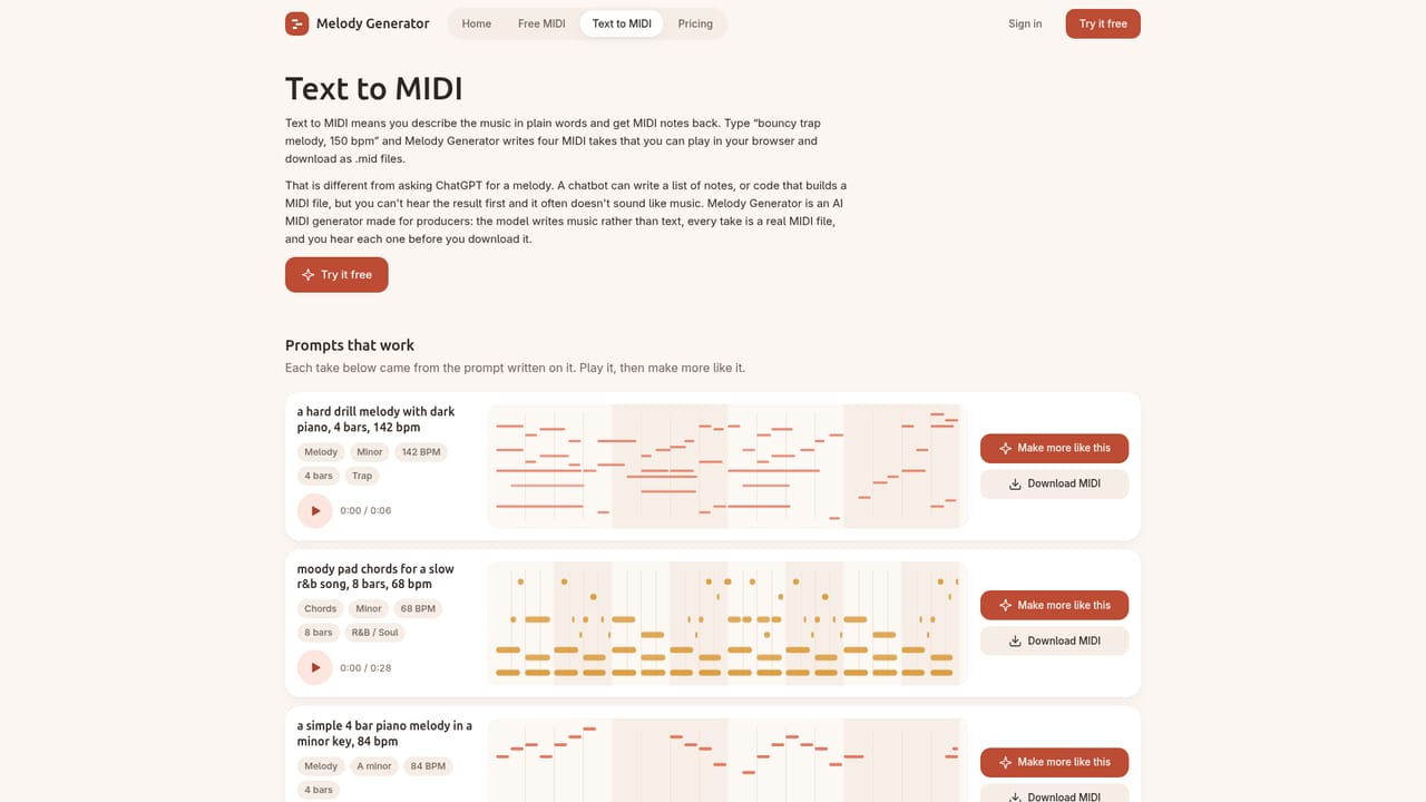 Melody Generator — Borrow a starting point from the prompt guides