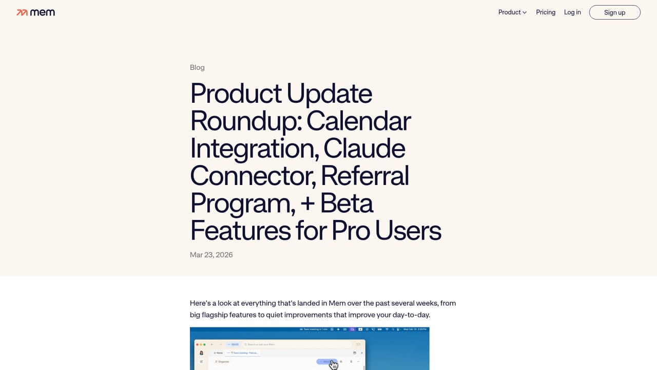 Mem — Connect your calendar and other tools