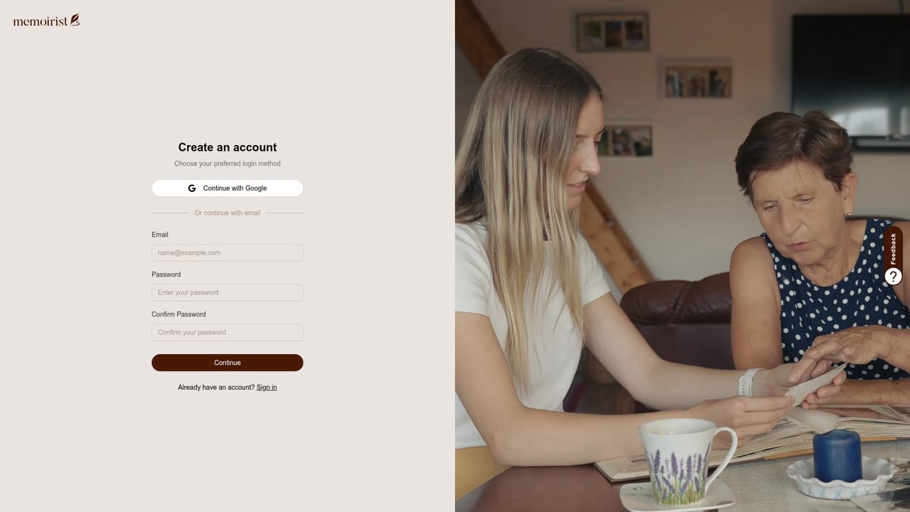 Memoirist — Create your account
