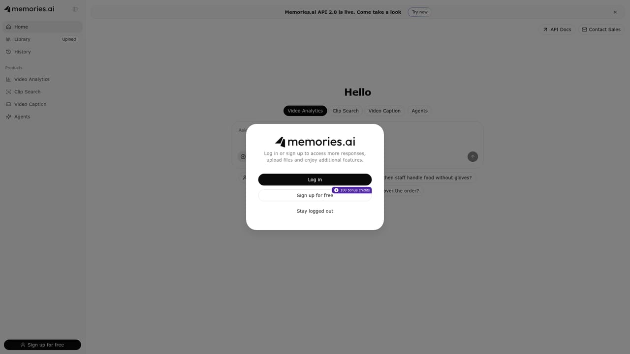 Memories.ai — Open the app and create an account
