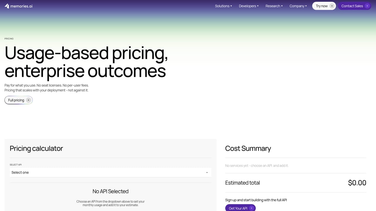 Memories.ai — Review pricing and talk to sales