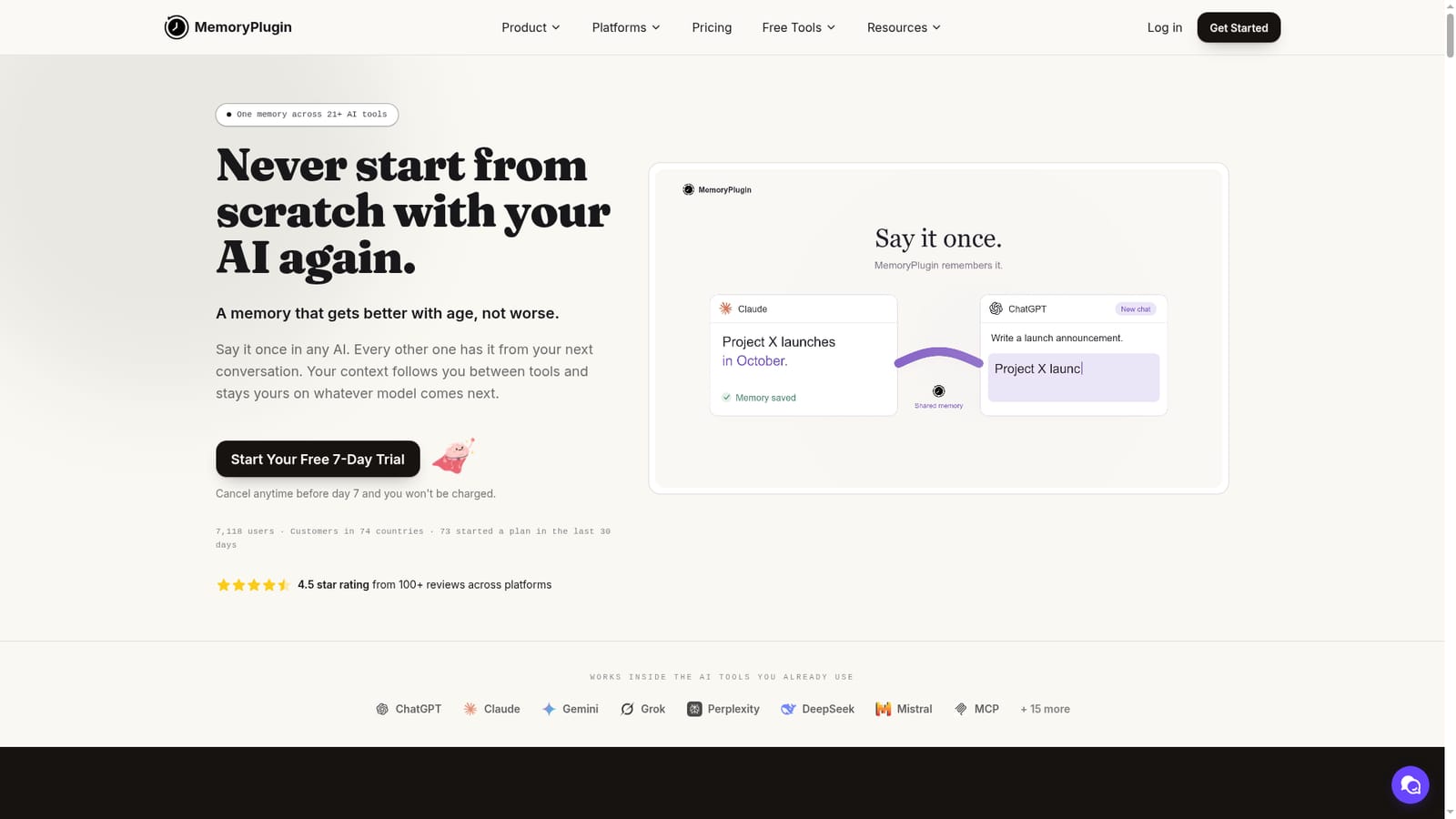 MemoryPlugin — Start a free trial and create your account