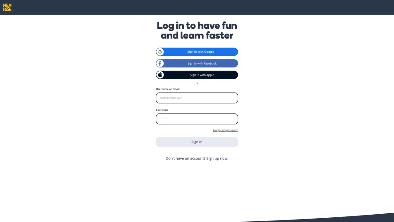 Memrise — Create an account and set a starting point