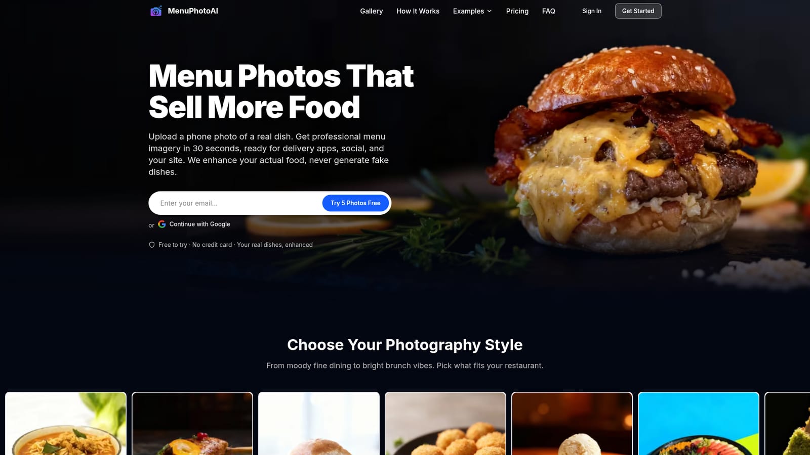 MenuPhotoAI — Create a free account
