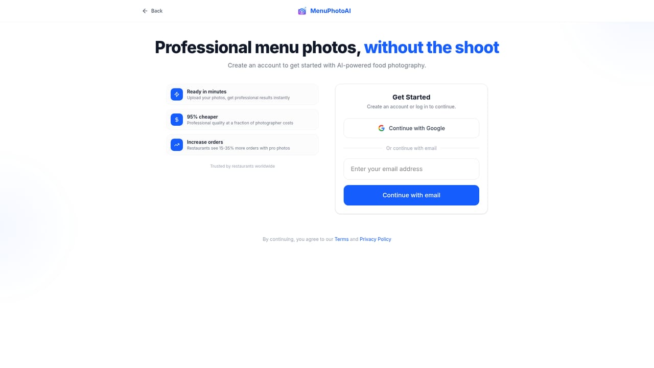 MenuPhotoAI — Upload dish photos