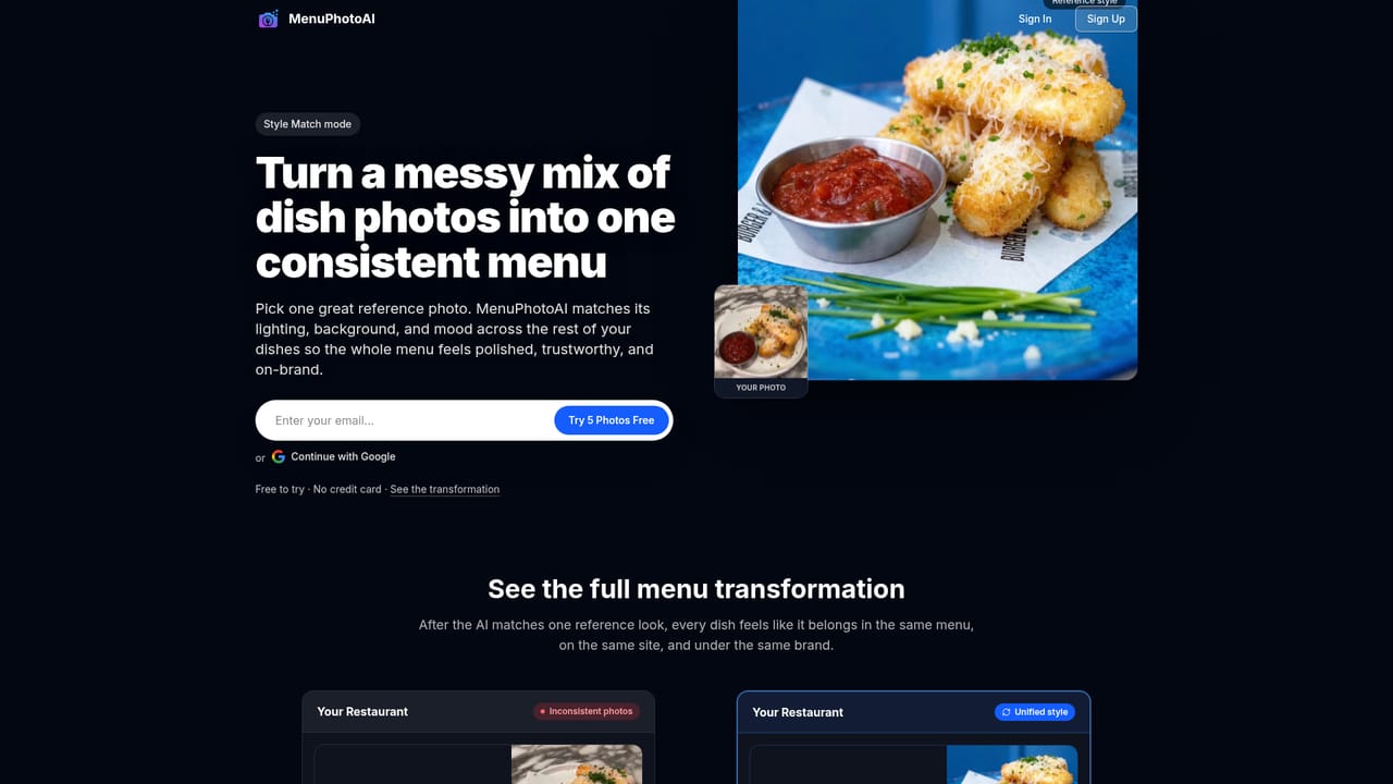 MenuPhotoAI — Keep the whole menu consistent