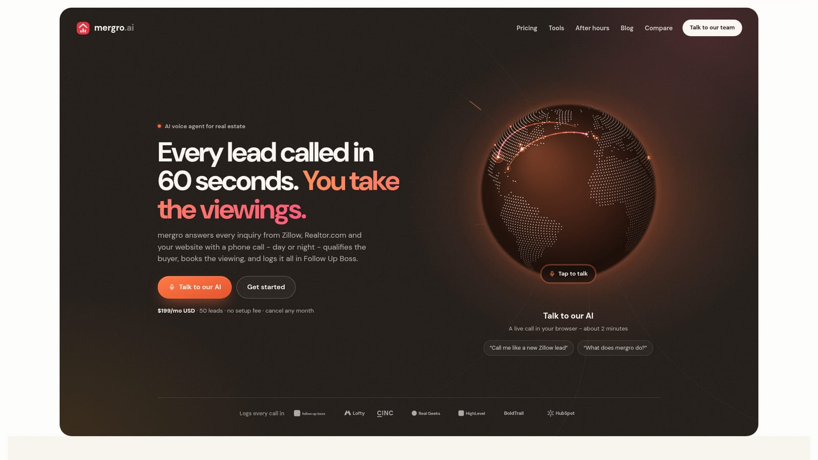 Mergro — Hear the agent before you talk to sales