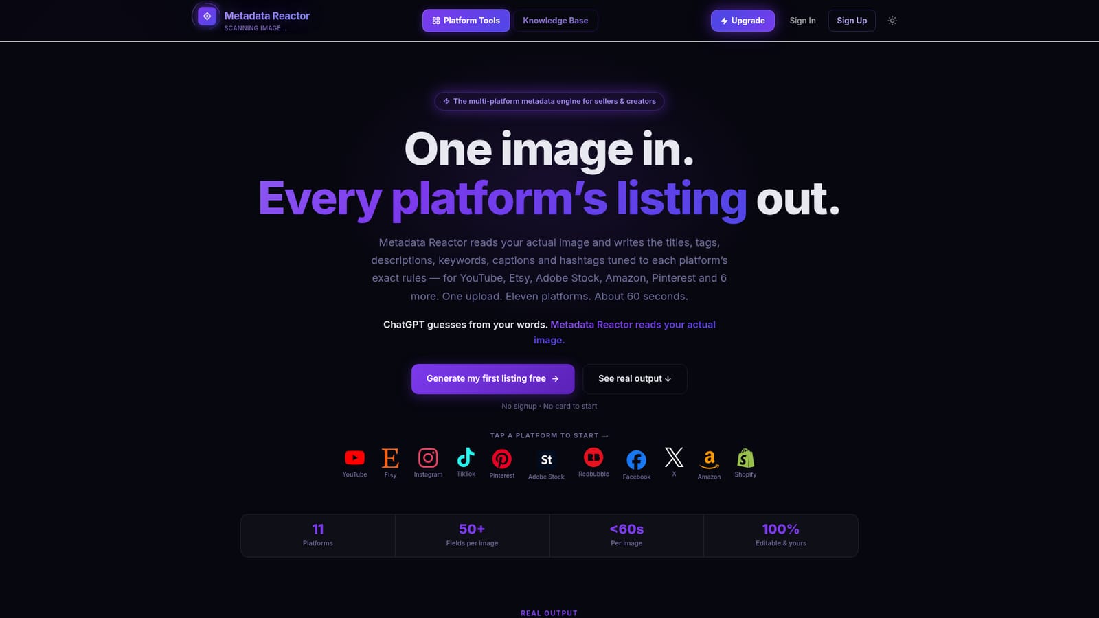 Metadata Reactor — Upload an image or load a sample