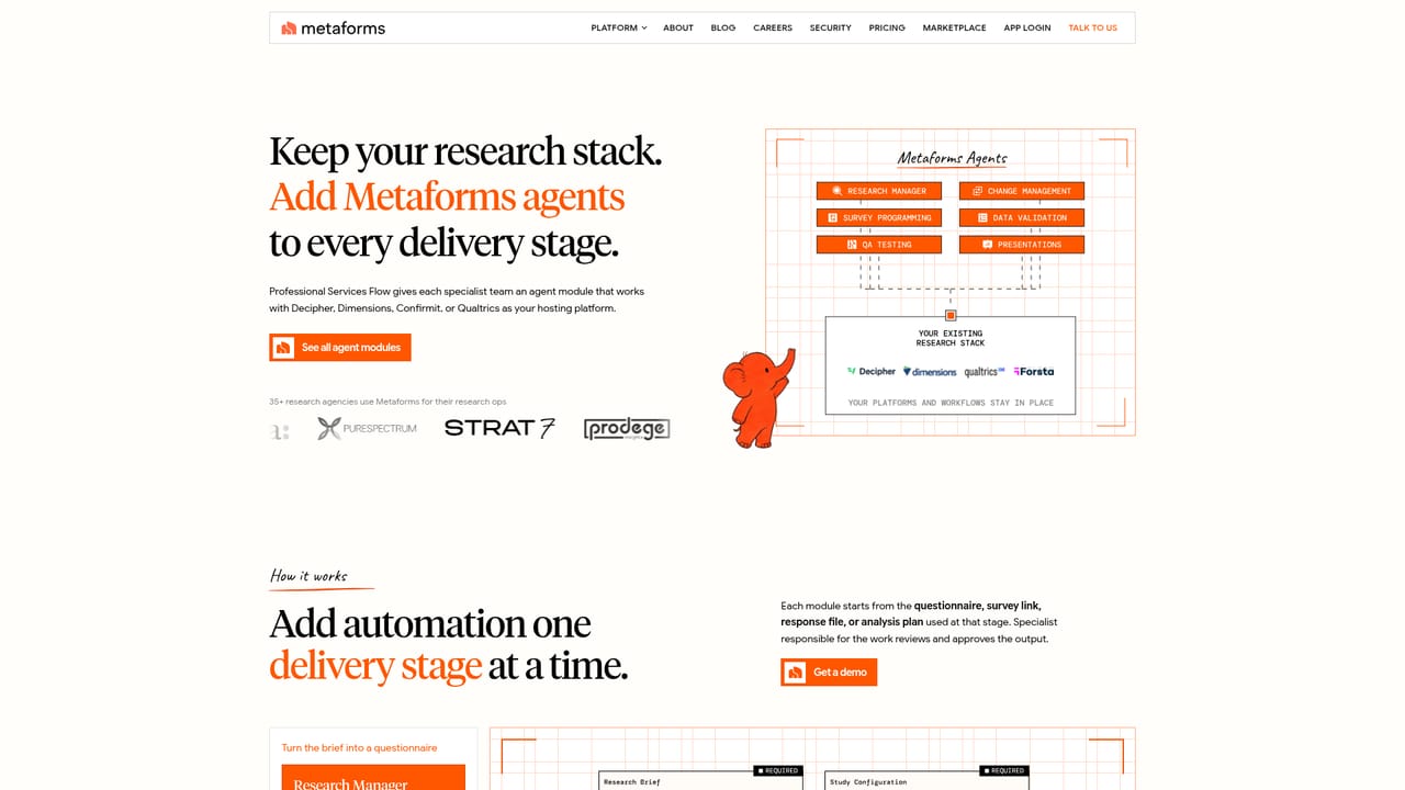 Metaforms AI — Choose the professional services flow