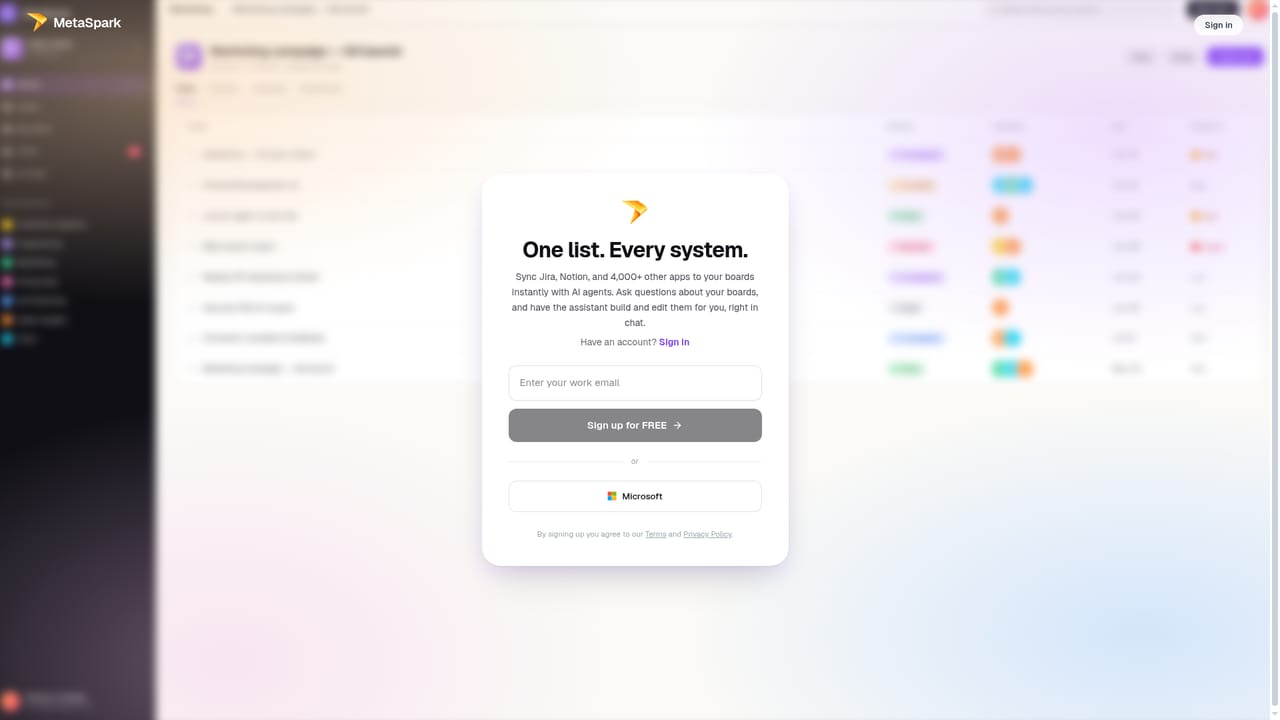 MetaSpark — Create your MetaSpark account