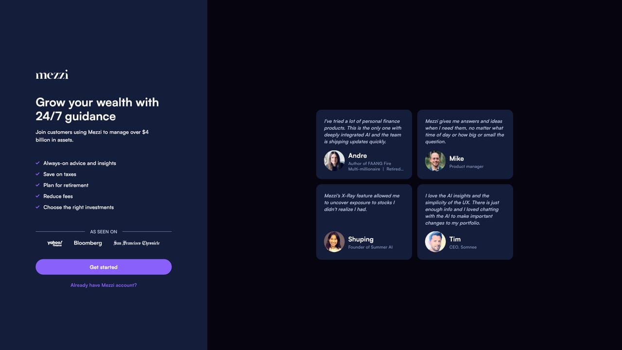Mezzi — Create your account and sign in