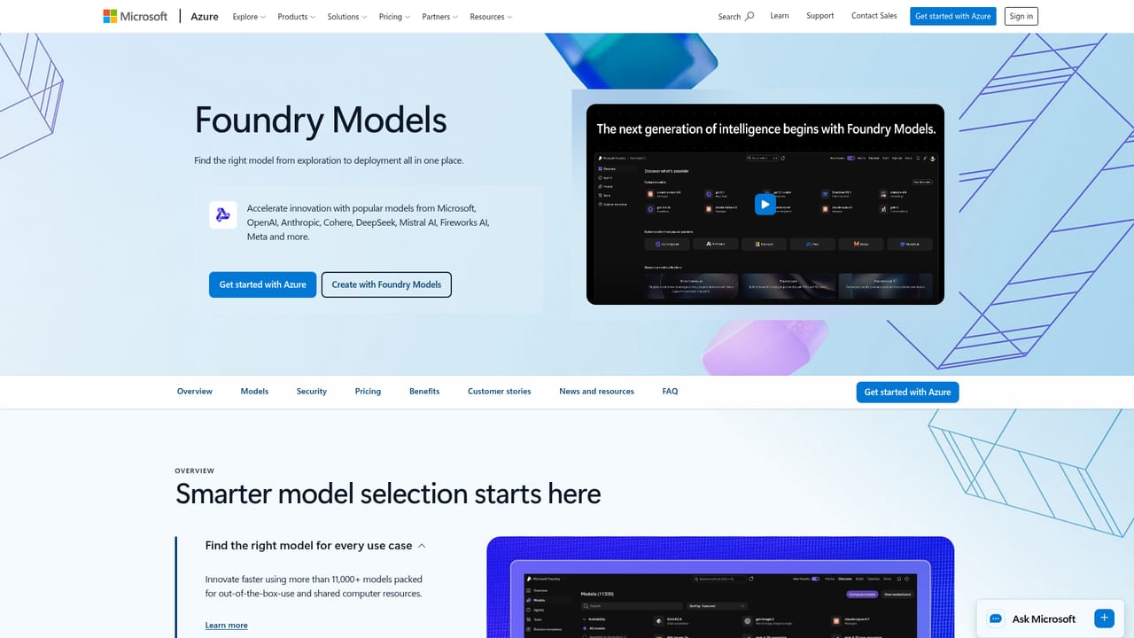 Microsoft Foundry — Choose models from the catalogue