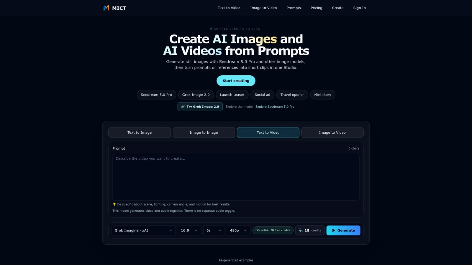 MICT — Sign up for free credits