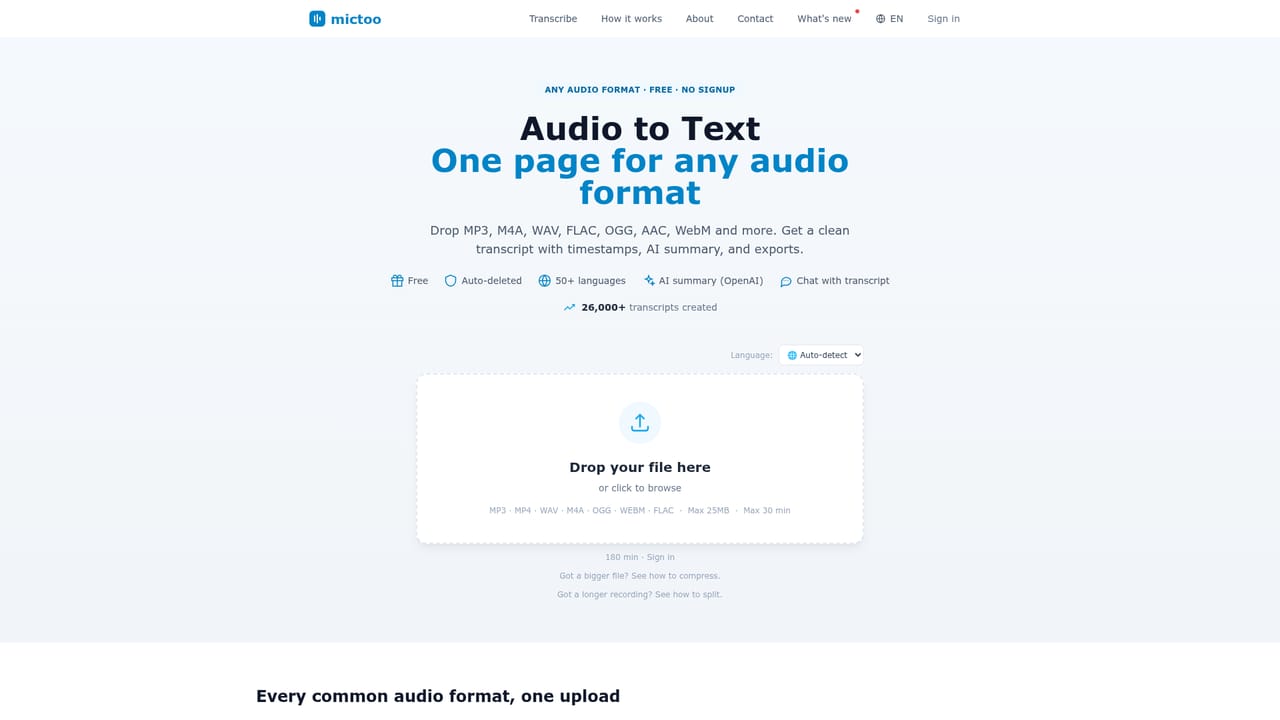 Mictoo — Choose the right transcription page