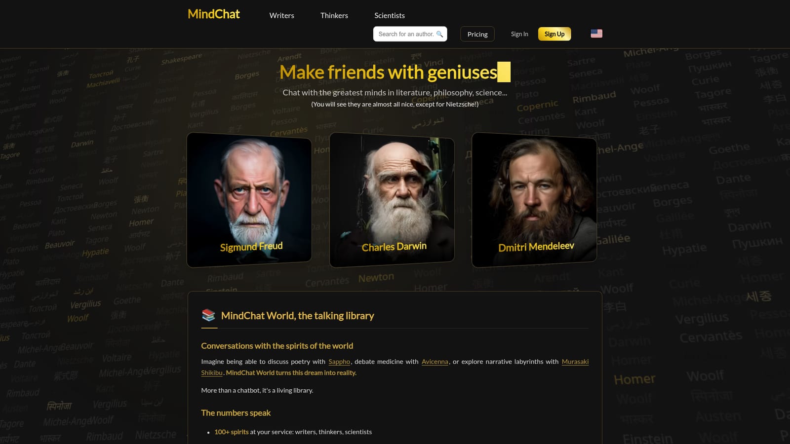 MindChat World — Pick a starting figure