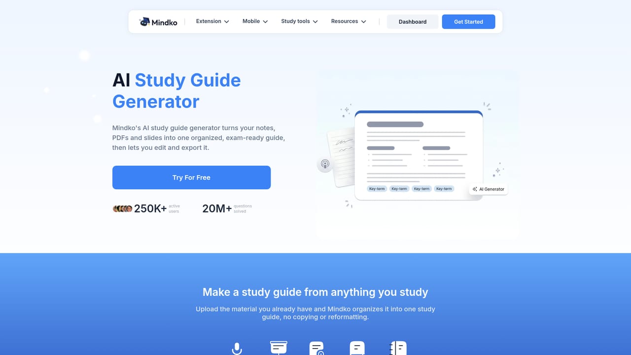Mindko — Work through the generated study guide