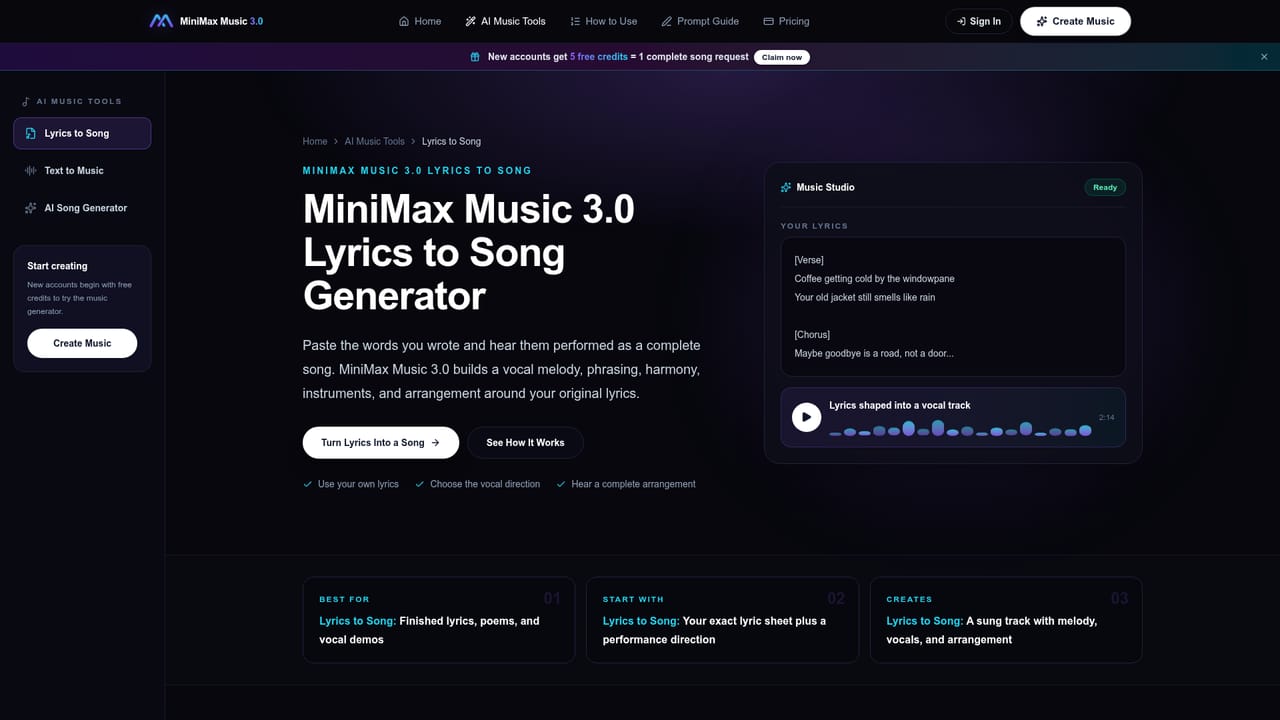 MiniMax Music 3.0 — Add lyrics if you have them