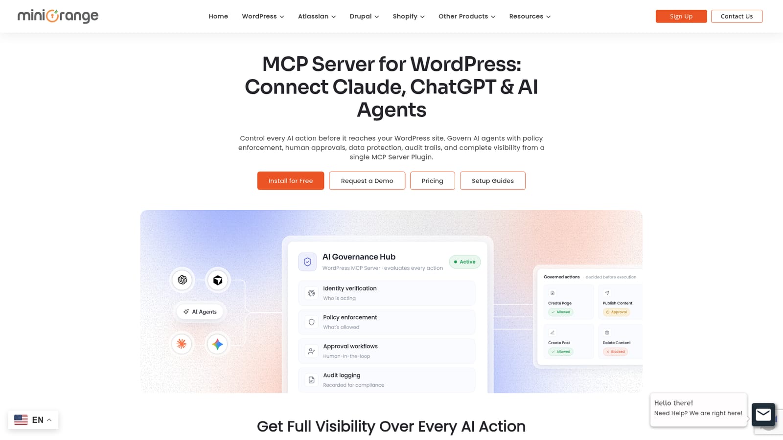 miniOrange MCP Server for WordPress — Install the plugin