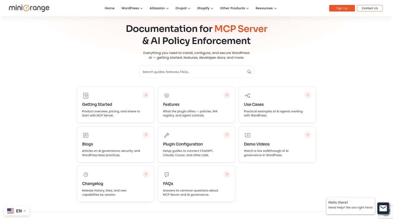 miniOrange MCP Server for WordPress — Read the setup documentation