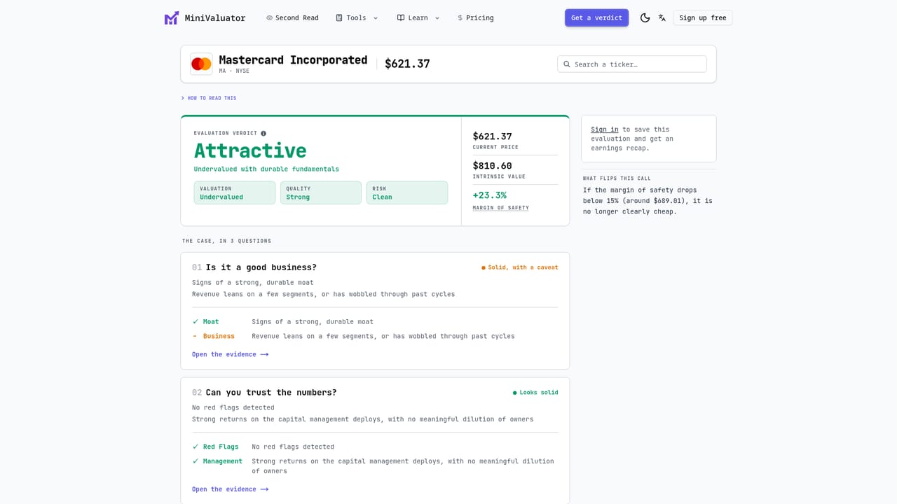 MiniValuator — Study a worked example