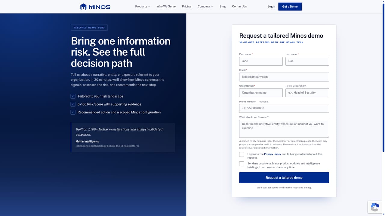 Minos — Request a tailored demo