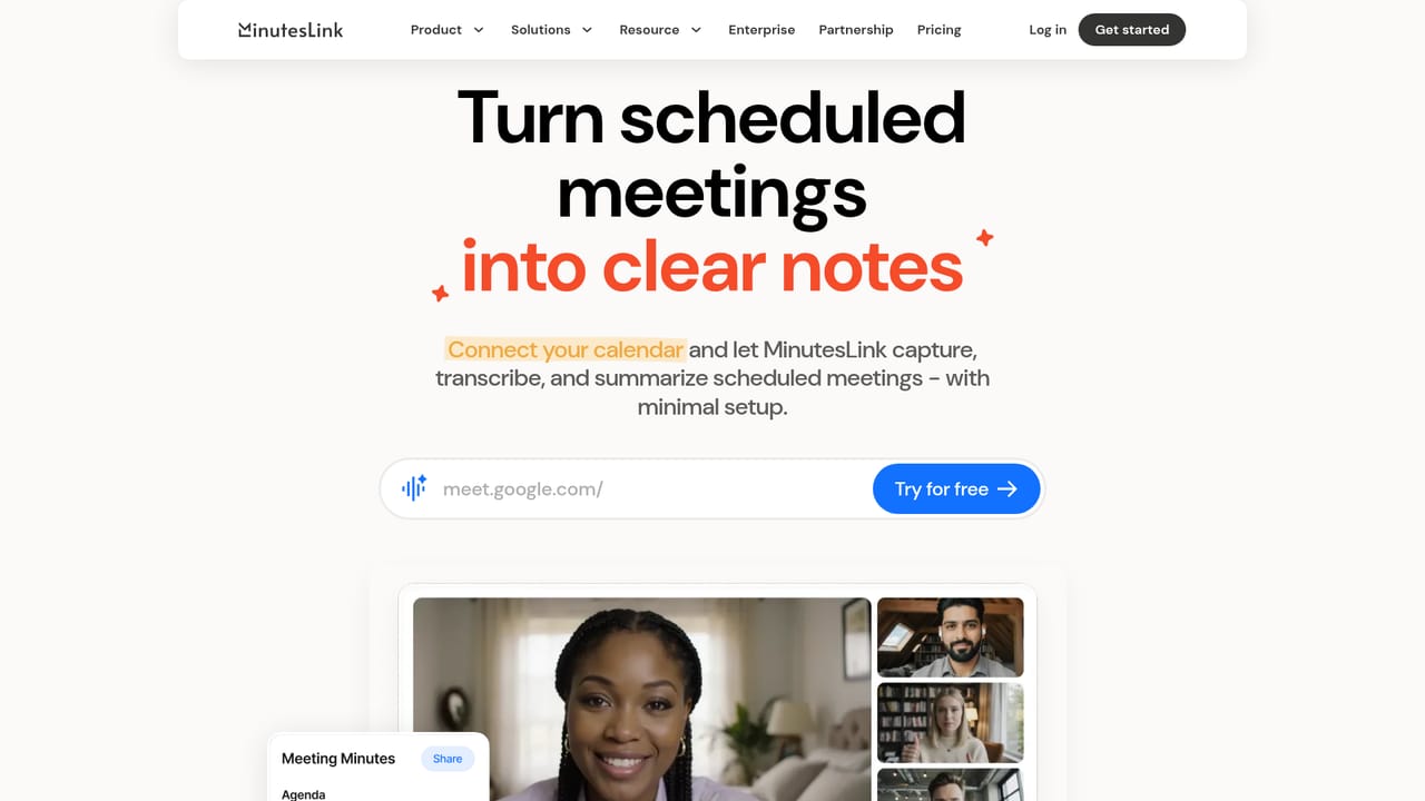 MinutesLink — Connect your calendar