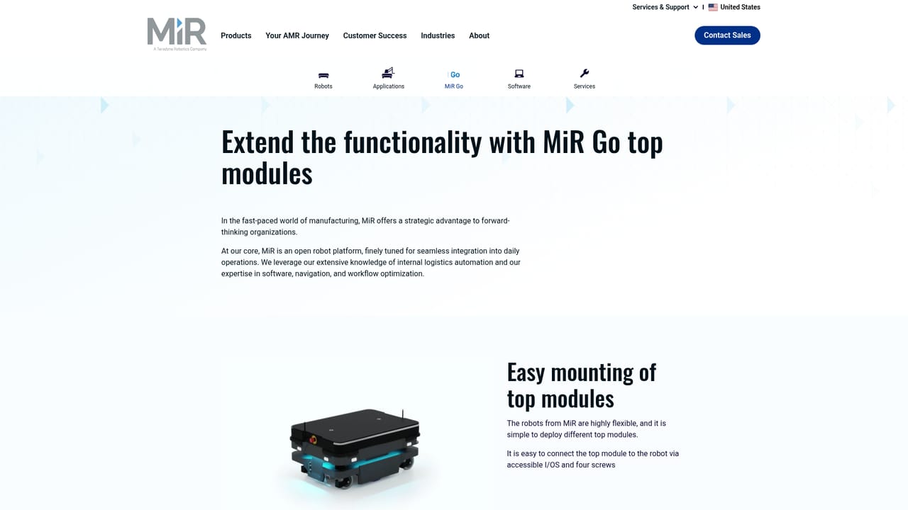 MiR Autonomous Mobile Robots — Check top modules for your transport task