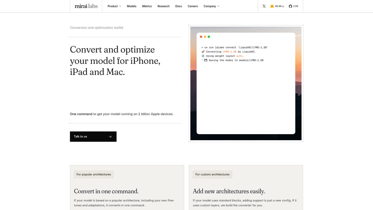 Mirai — Quantize a model for your device
