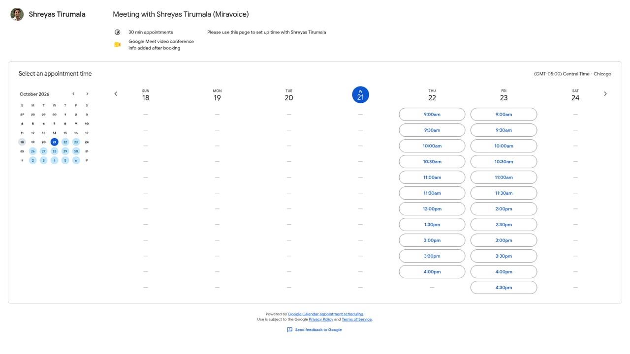 Miravoice — Book a demo with the Miravoice team