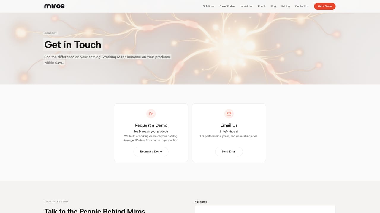 Miros — Request a demo on your own catalogue