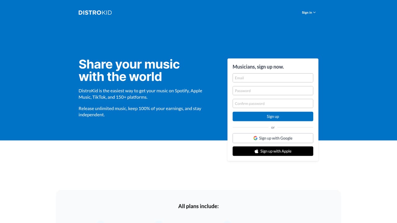 Mixea by DistroKid — Create or sign in to a DistroKid account