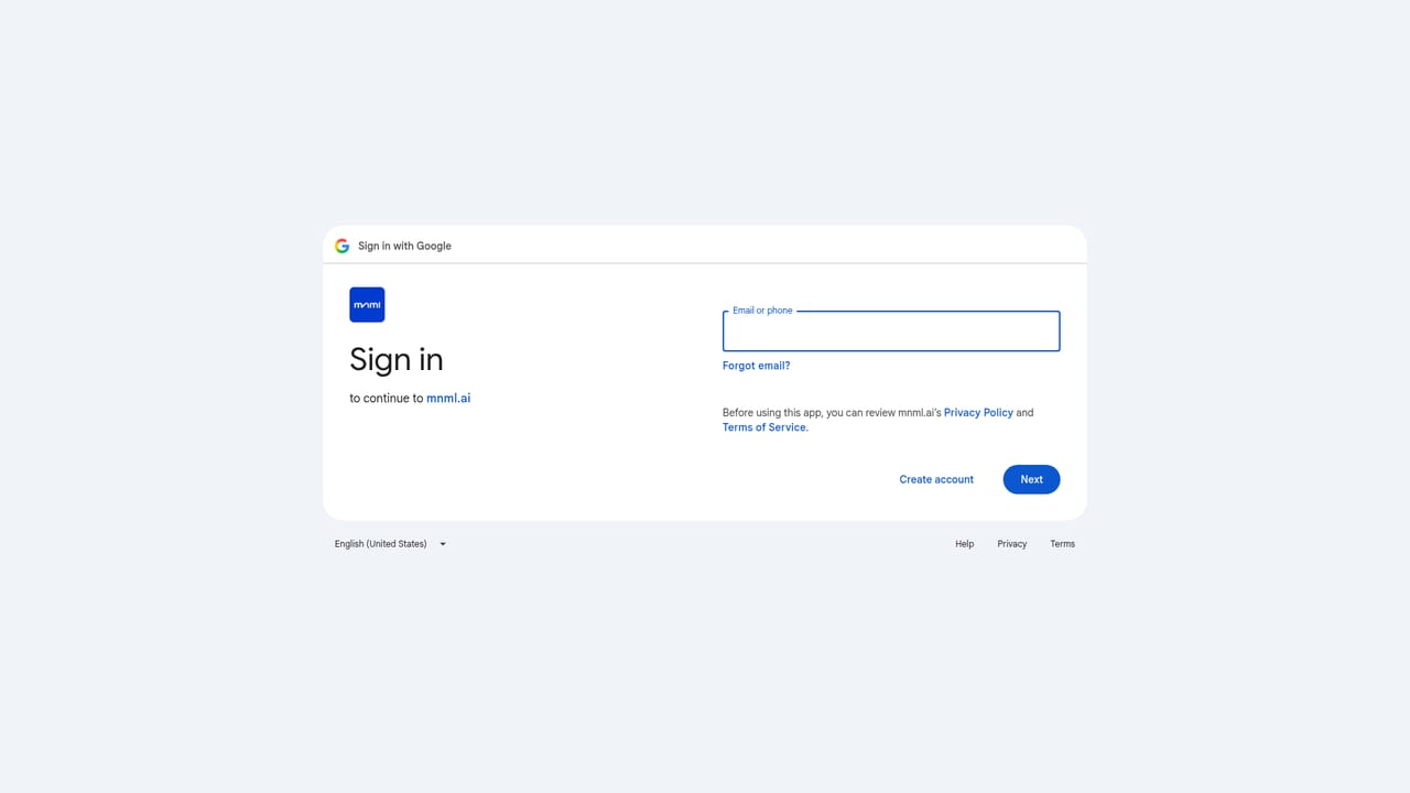 MNML — Create a free account