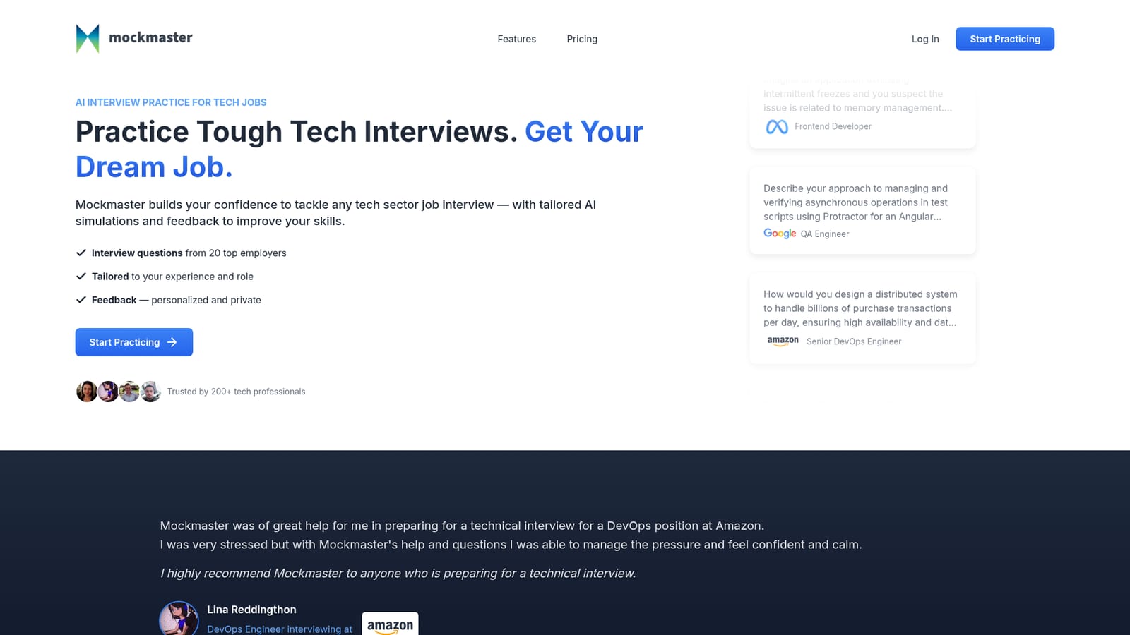 Mockmaster — Create an account and open the interview builder