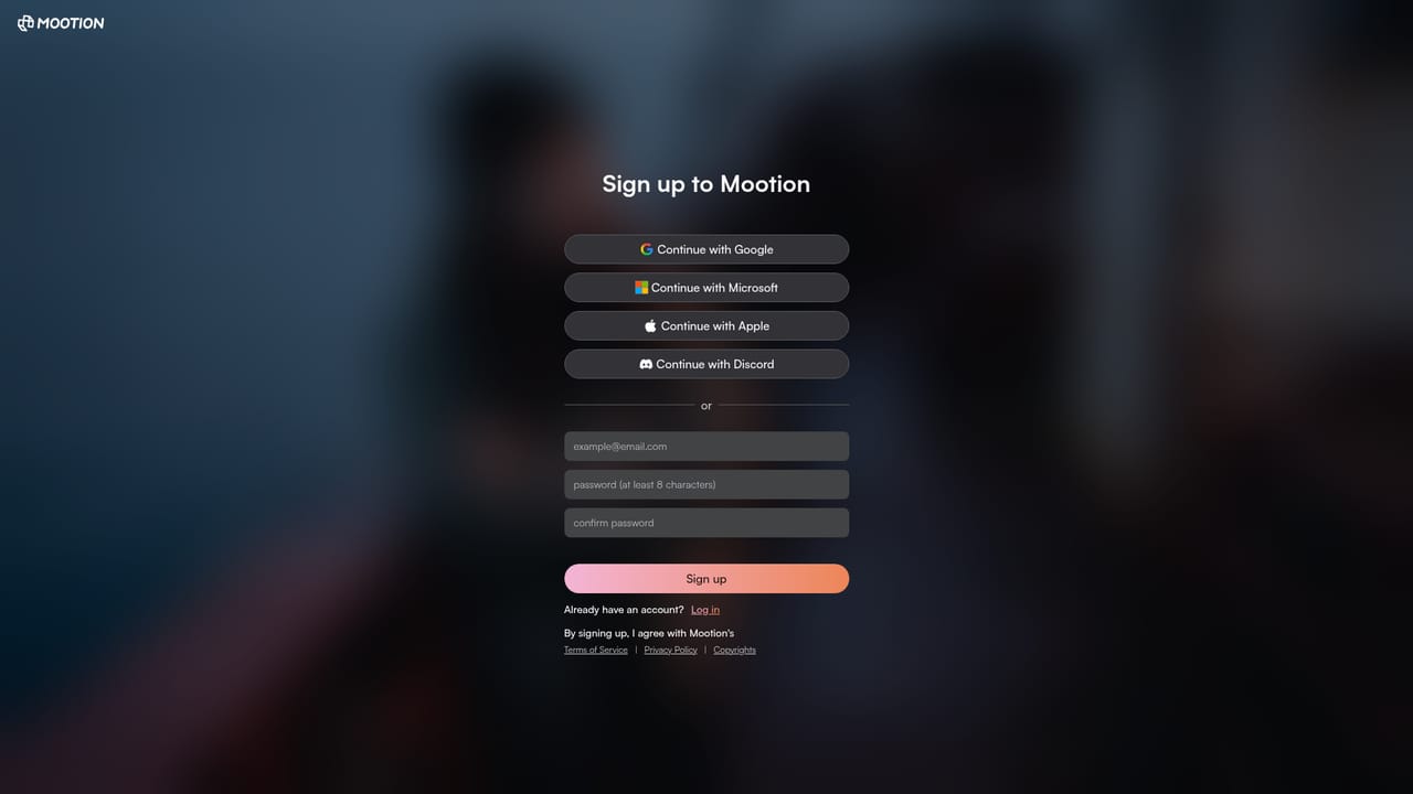Mootion — Create an account