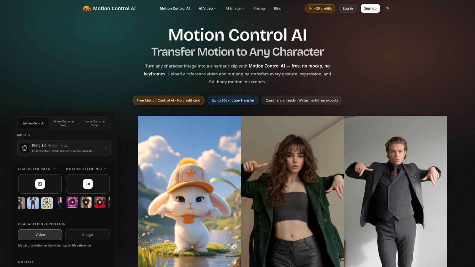Motion Control AI — Create an account and claim trial credits
