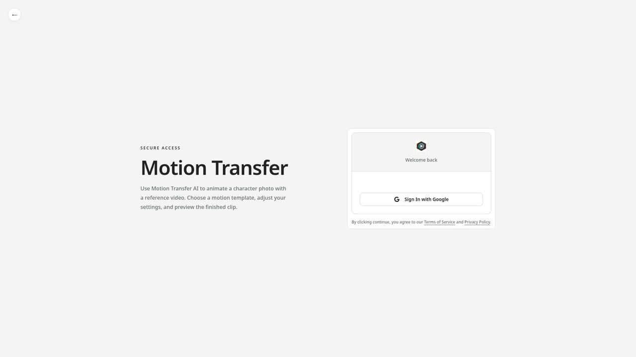 Motion Transfer AI — Choose a model and settings