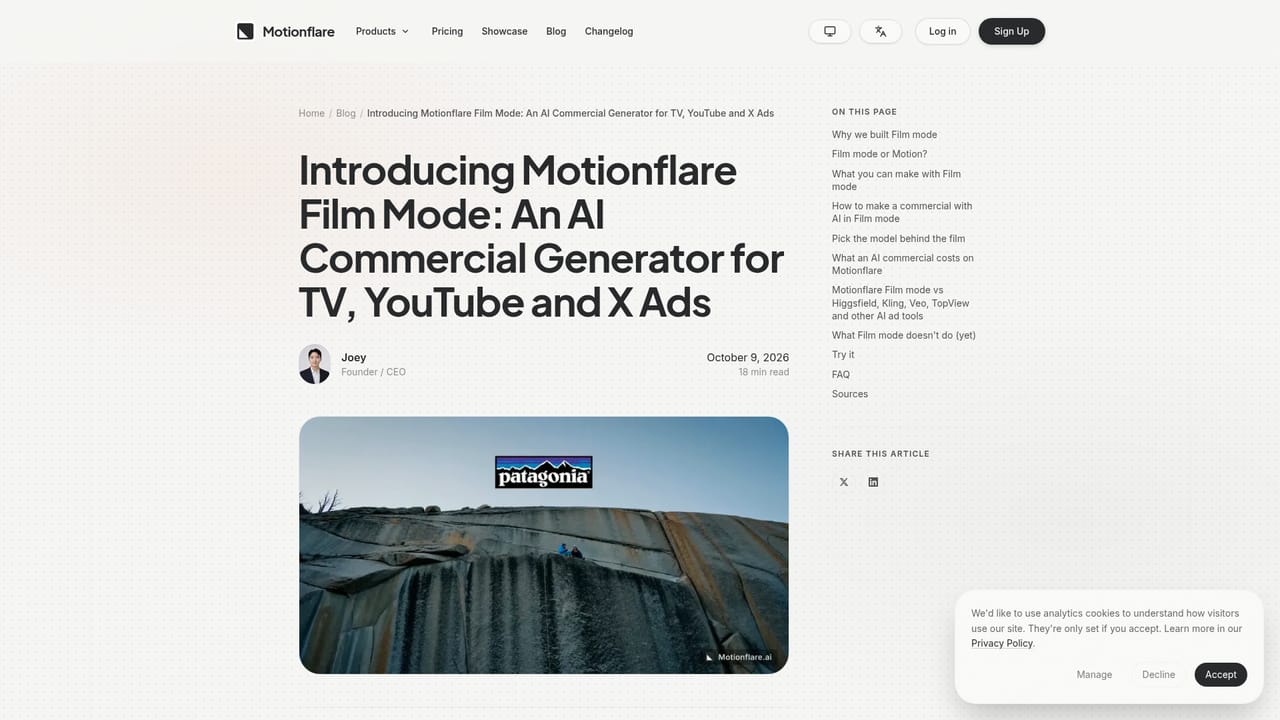 Motionflare — Choose Motion or Film mode