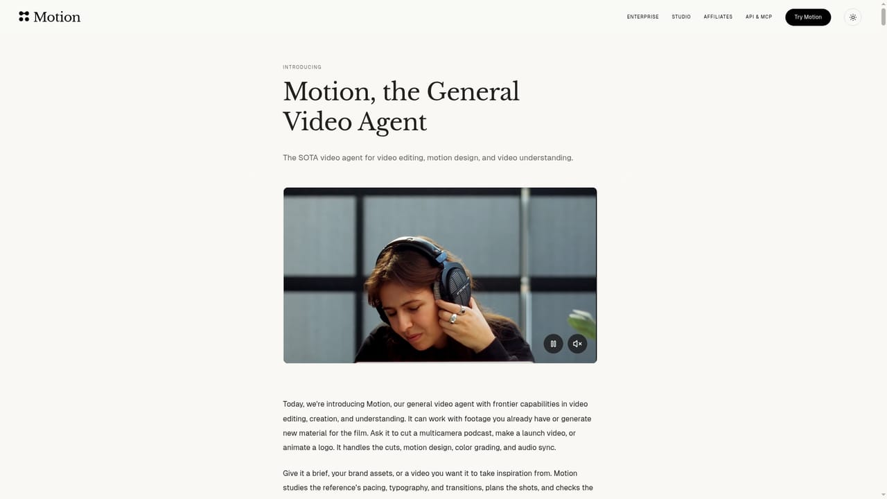Motion.so — Read how the video agent works