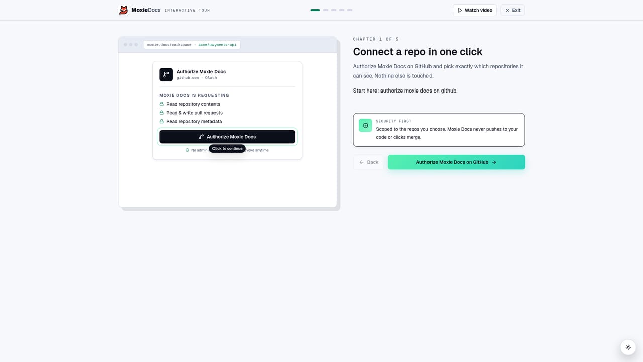 Moxie Docs — See the generated output on the demo