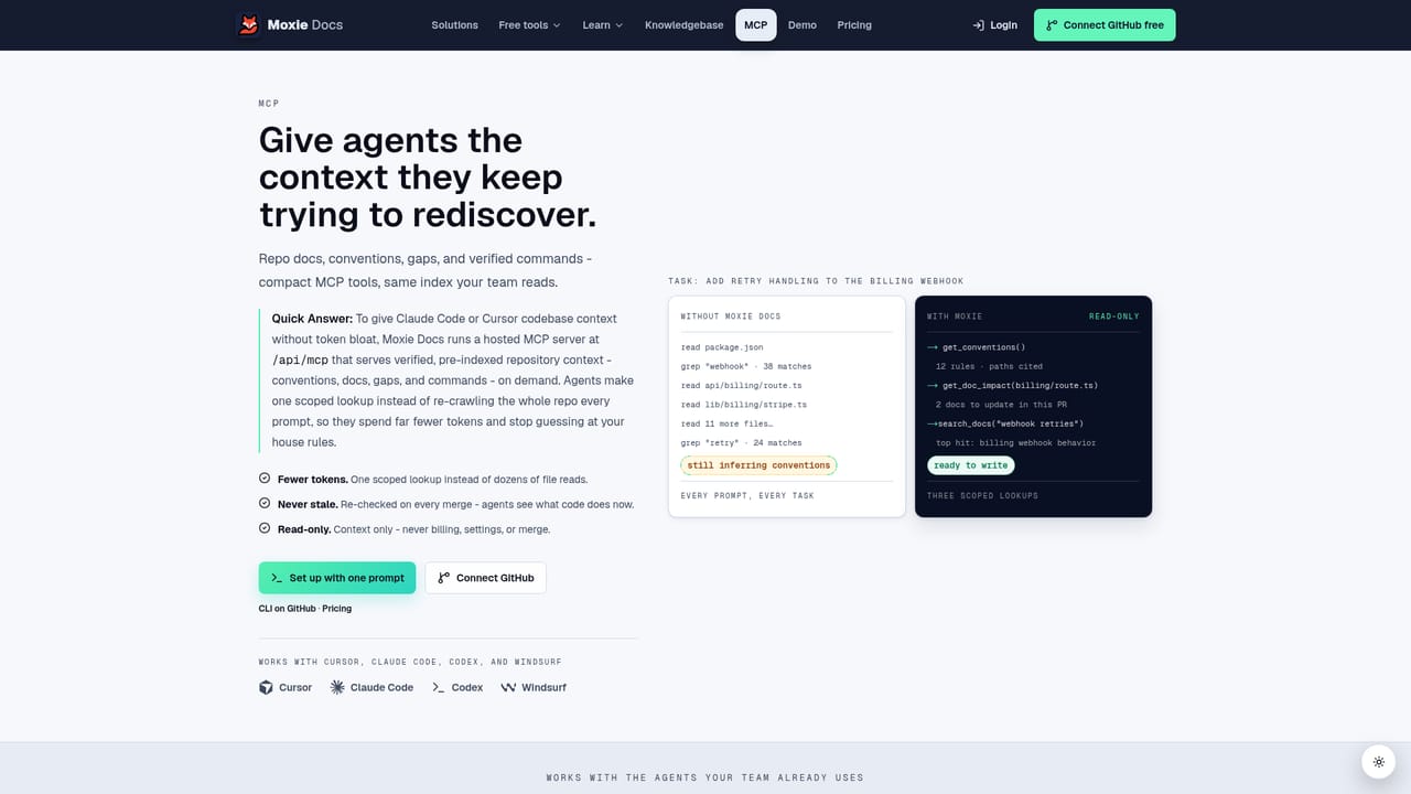 Moxie Docs — Wire up agent context over MCP