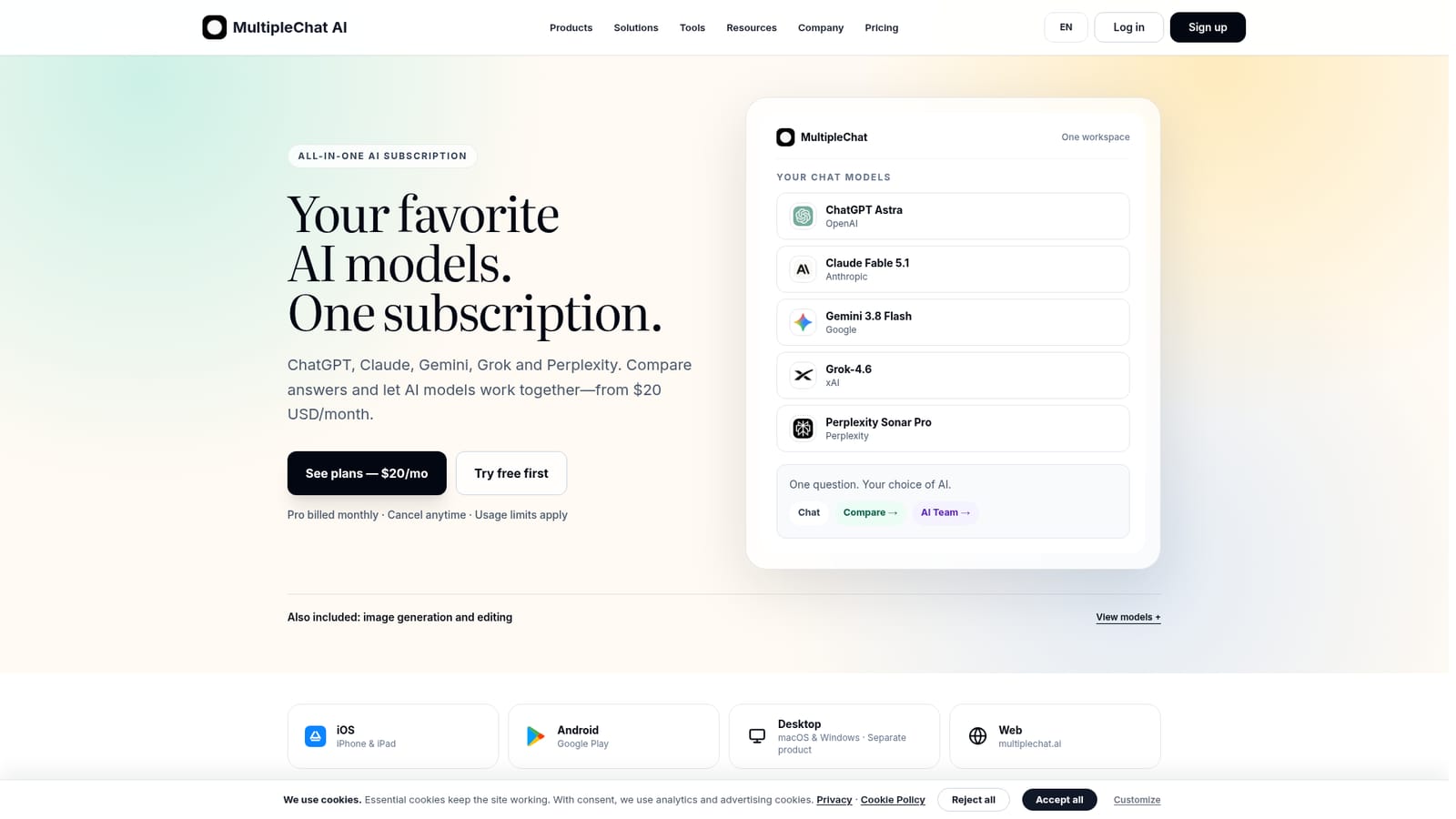 MultipleChat — Send one prompt to several models