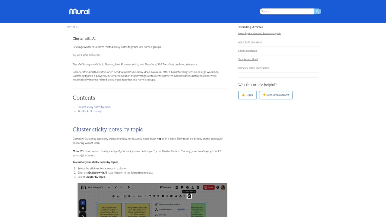 Mural AI — Cluster and classify the sticky notes