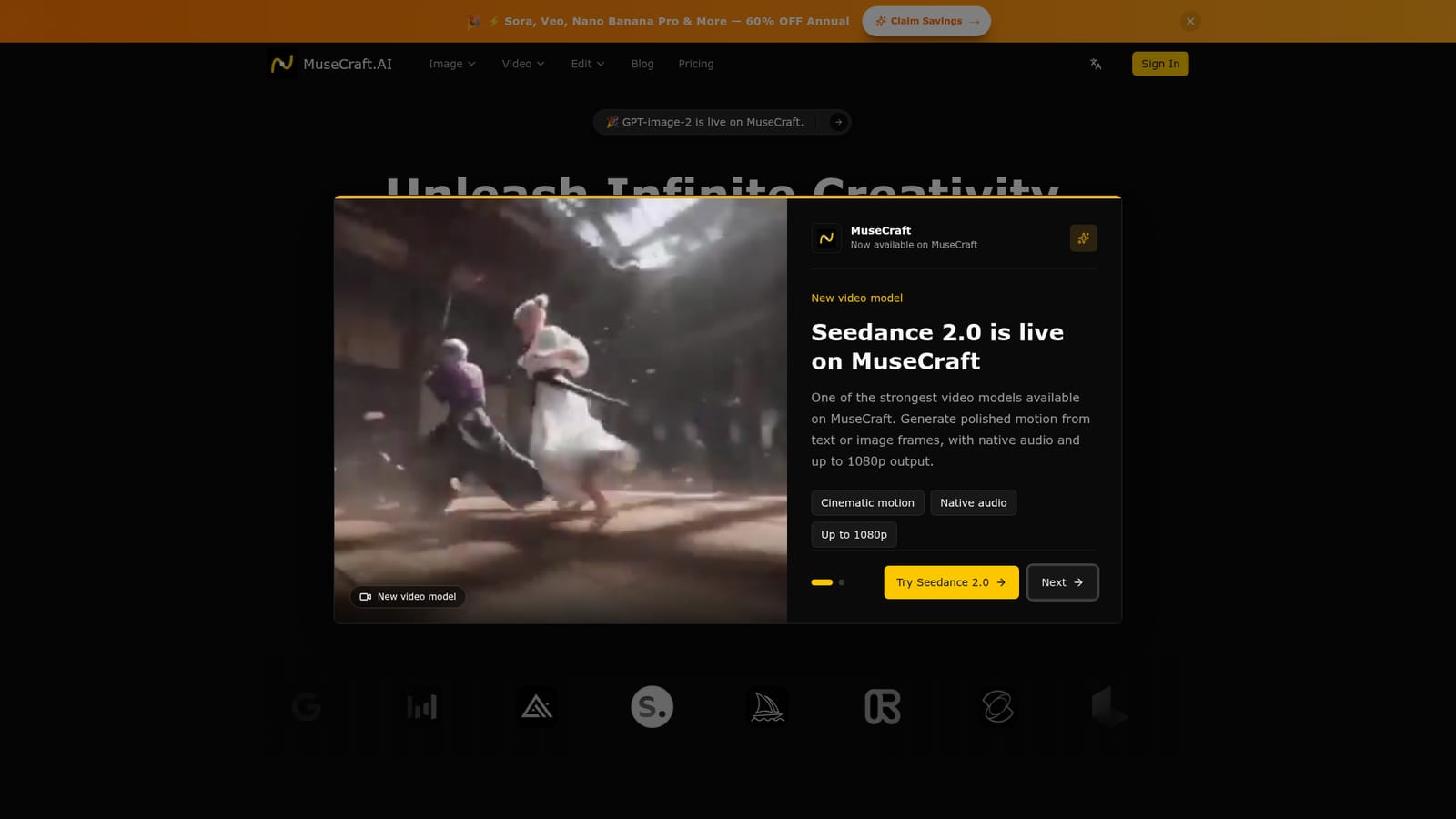 MuseCraft — Open the site and choose image or video