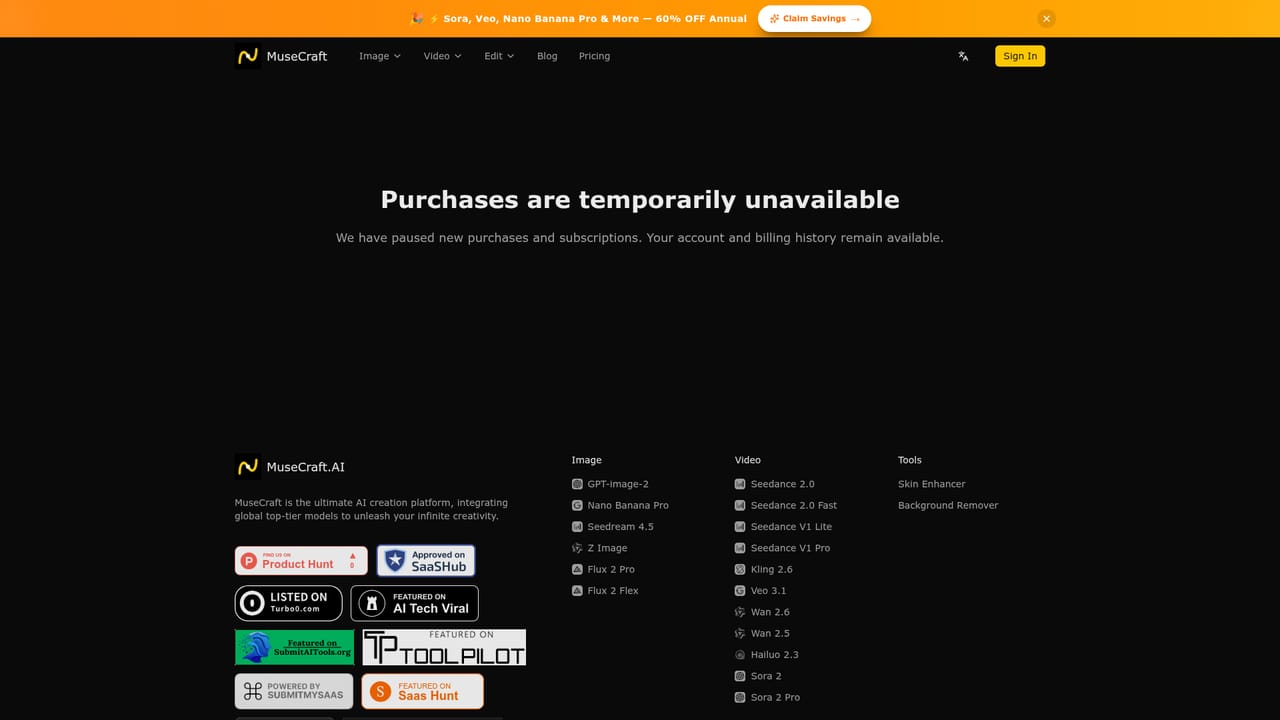 MuseCraft — Review plans and credits