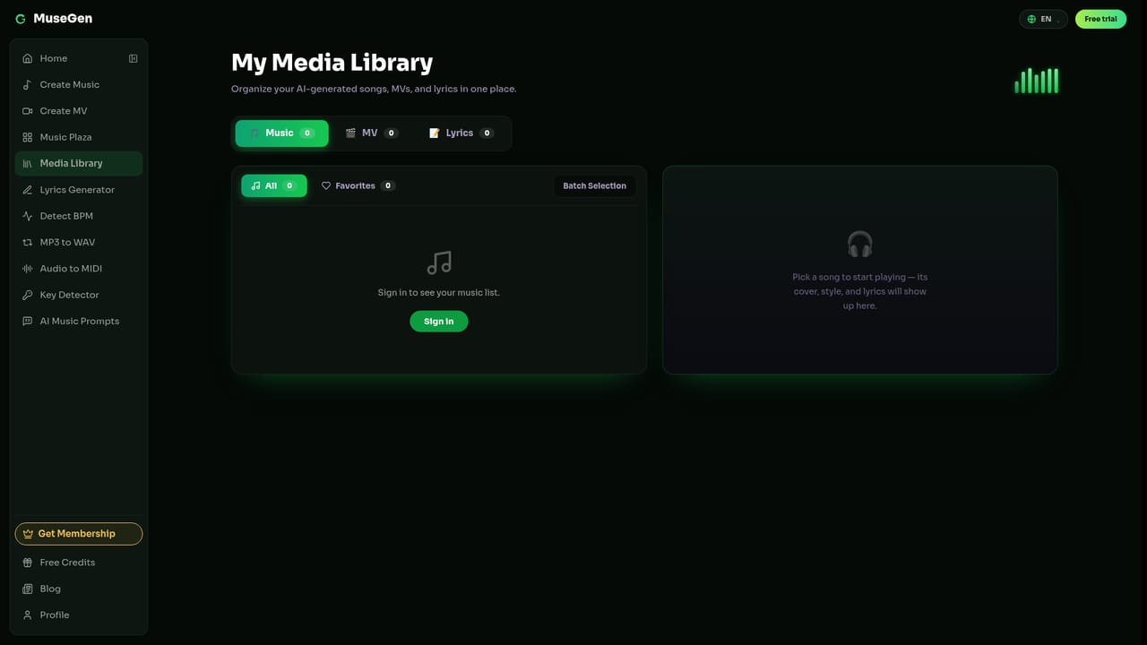 MuseGen — Export and collect in your library
