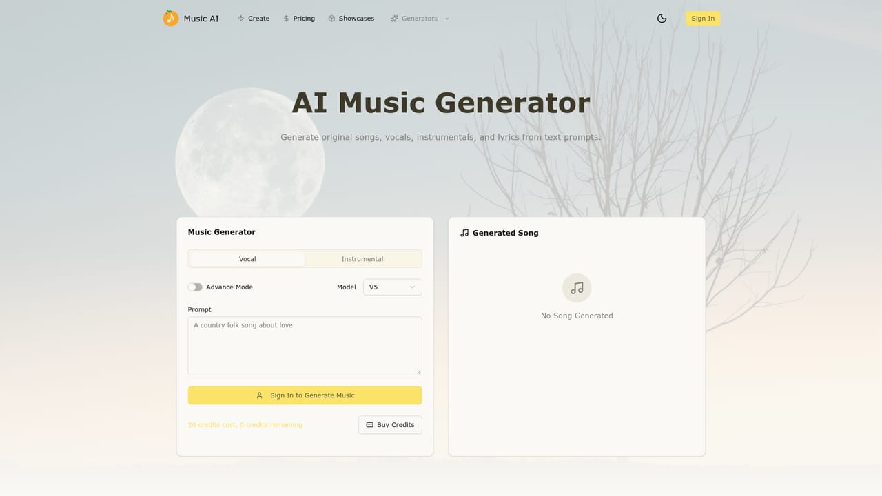 Music AI — Open the generator