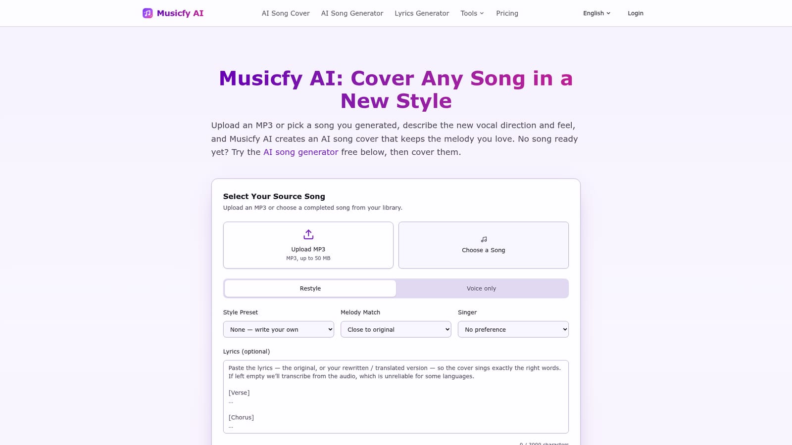 Musicfy AI — Create an account and claim the free daily attempts