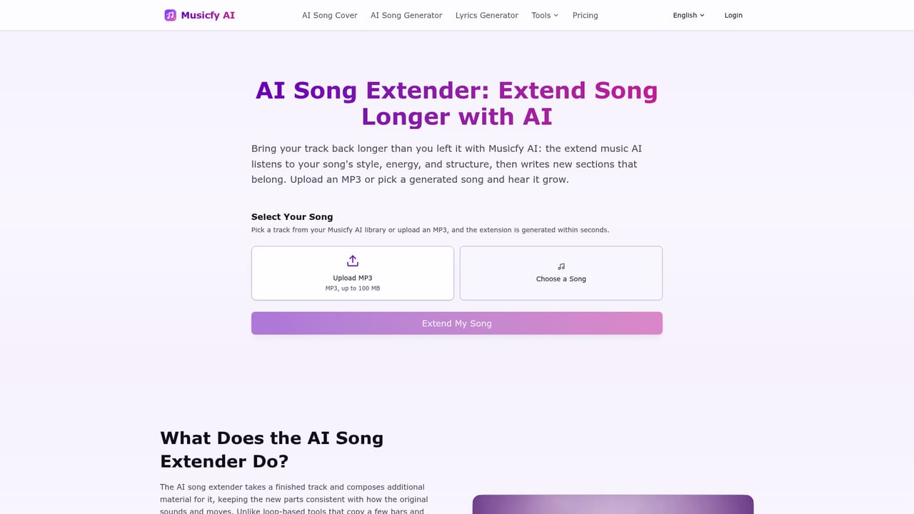 Musicfy AI — Extend and refine the best version