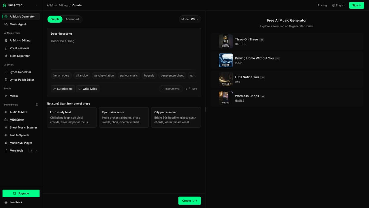 MUSICTOOL — Describe your song or paste your lyrics