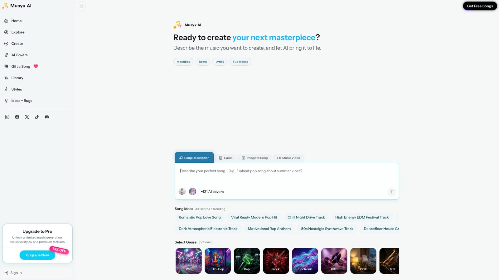 Musyx AI — Open the create page